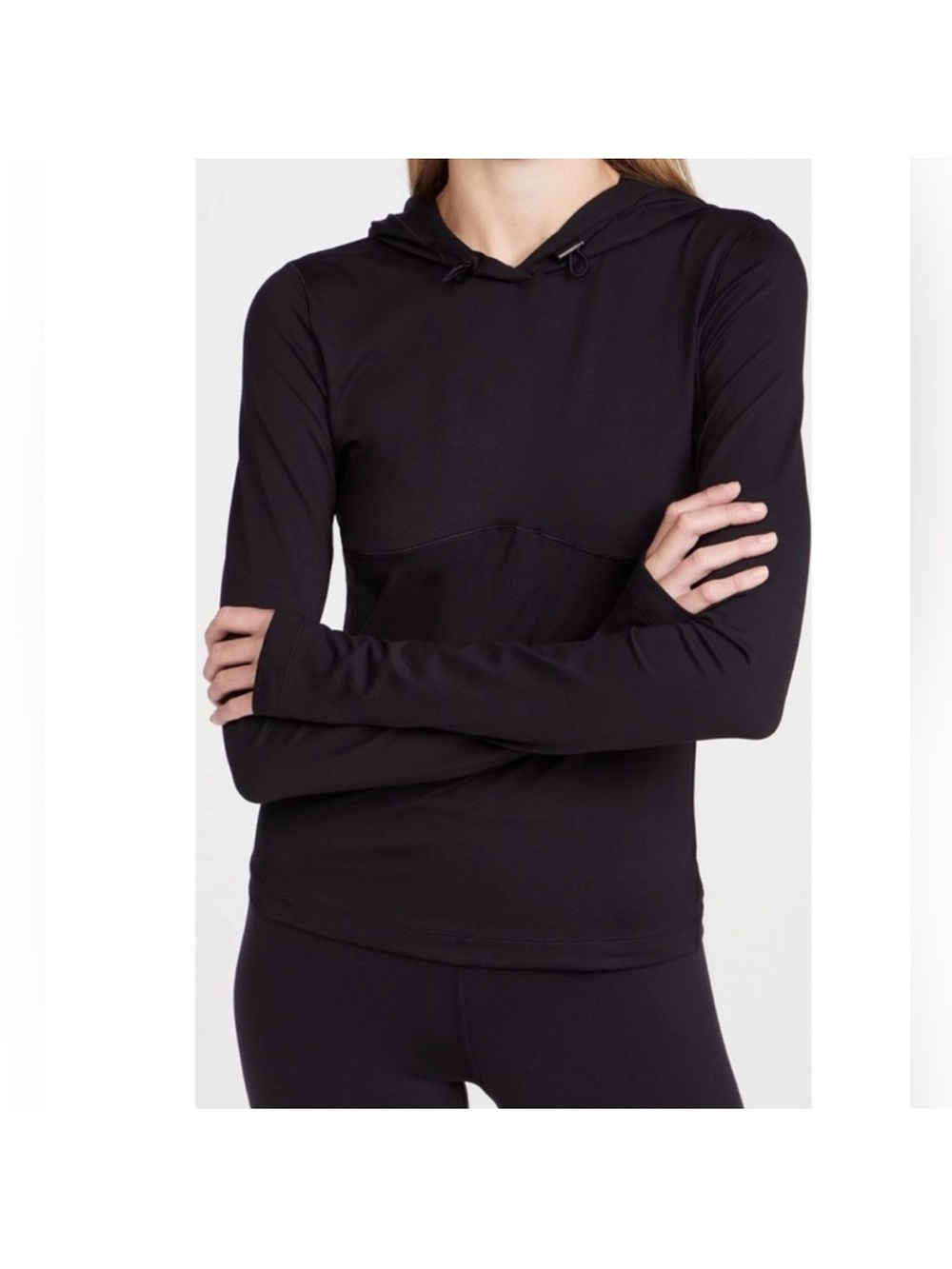 Alo Yoga Alosoft Hooded Runner Long Sleeve Black Athletic Top Size Small - Picture 6 of 16